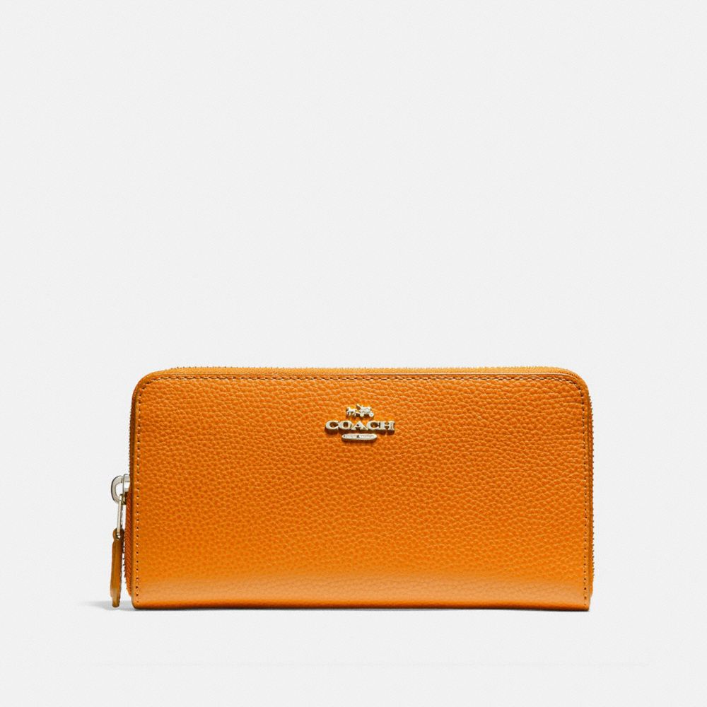 COACH f16612 ACCORDION ZIP WALLET SILVER/TANGERINE