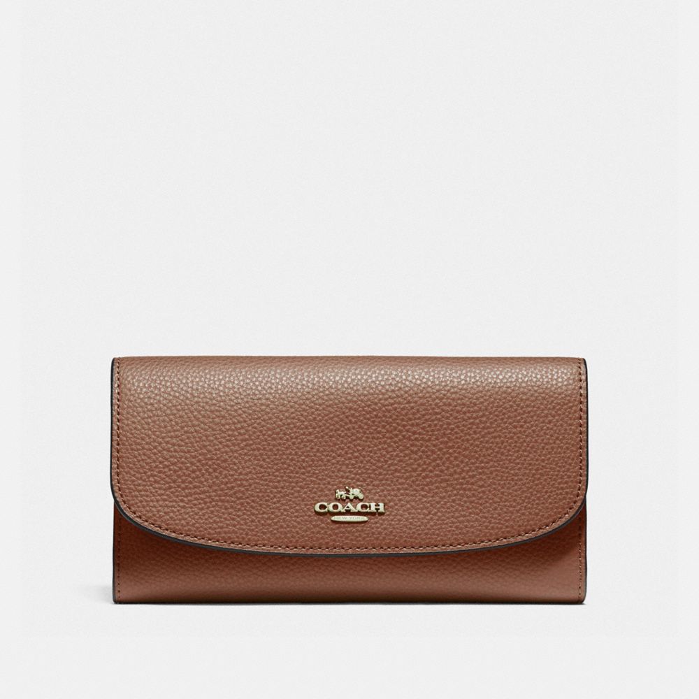 COACH CHECKBOOK WALLET - SADDLE 2/LIGHT GOLD - F16613