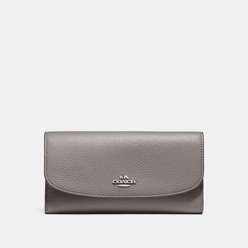 COACH F16613 - CHECKBOOK WALLET IN POLISHED PEBBLE LEATHER - SILVER/HEATHER GREY | COACH WALLETS ...