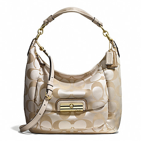 COACH KRISTIN SIGNATURE SATEEN LARGE HOBO -  - f16781