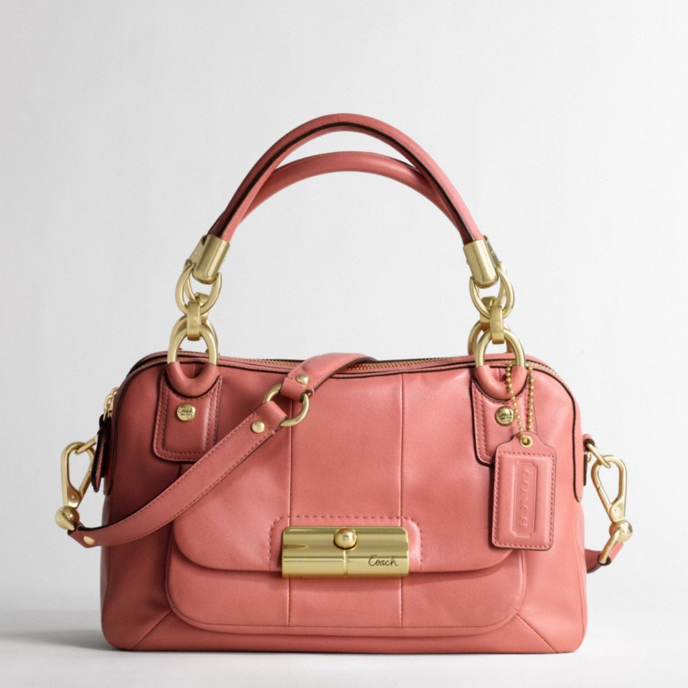 KRISTIN LEATHER DOUBLE ZIP SATCHEL - BRASS/PEONY - COACH F16868