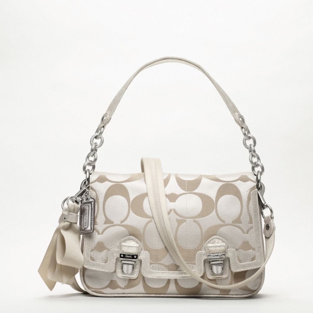 POPPY SIGNATURE SATEEN PUSHLOCK FLAP BAG COACH F18357