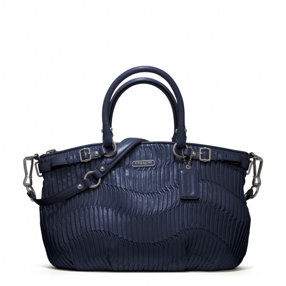 MADISON GATHERED LEATHER SOPHIA SATCHEL - f18620 - QB/NAVY