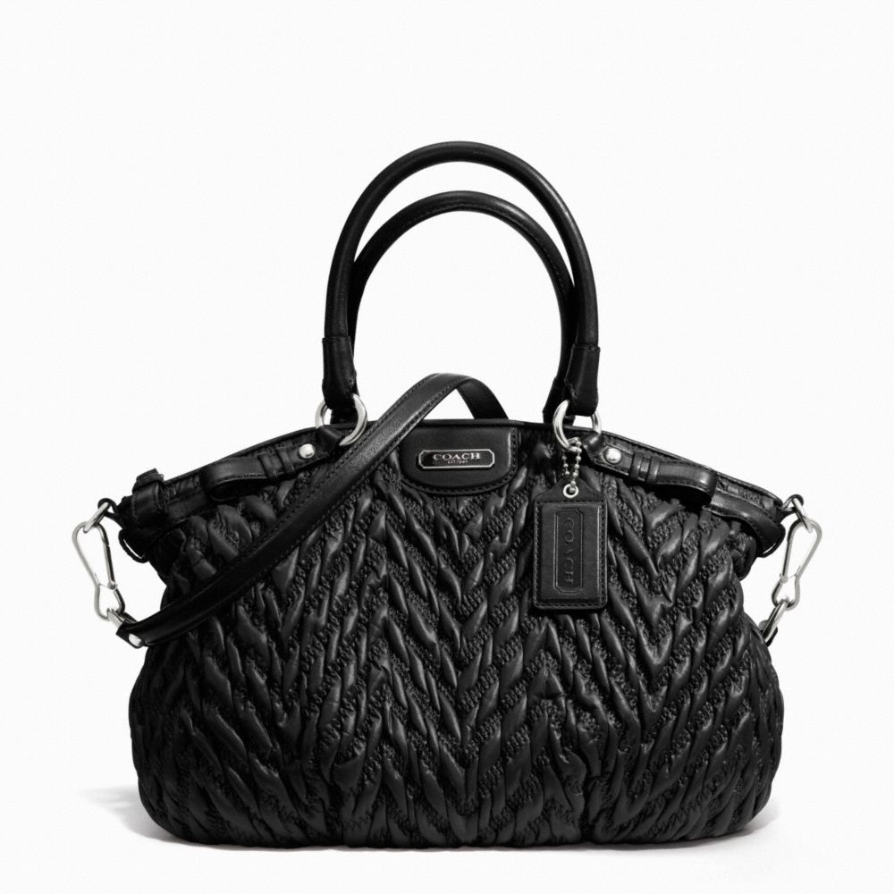 COACH MADISON QUILTED CHEVRON NYLON LINDSEY - SILVER/BLACK - F18637