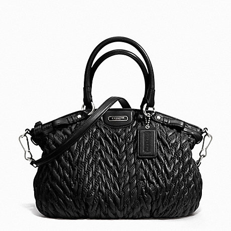COACH MADISON QUILTED CHEVRON NYLON LINDSEY - SILVER/BLACK - f18637