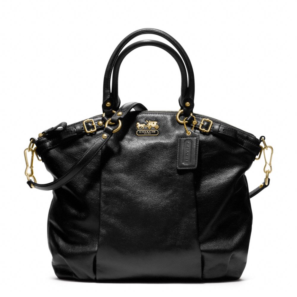 MADISON LINDSEY SATCHEL IN LEATHER - COACH F18641 -  BRASS/BLACK