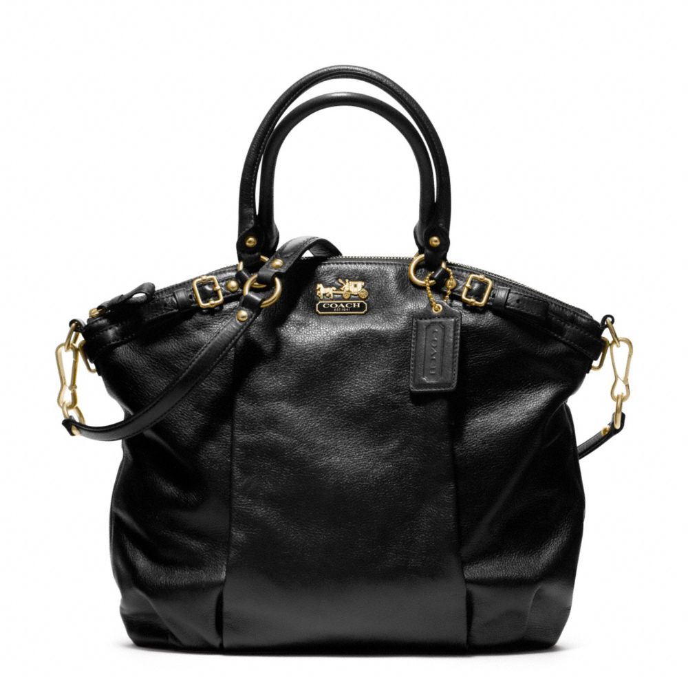 MADISON LINDSEY SATCHEL IN LEATHER - f18641 -  BRASS/BLACK