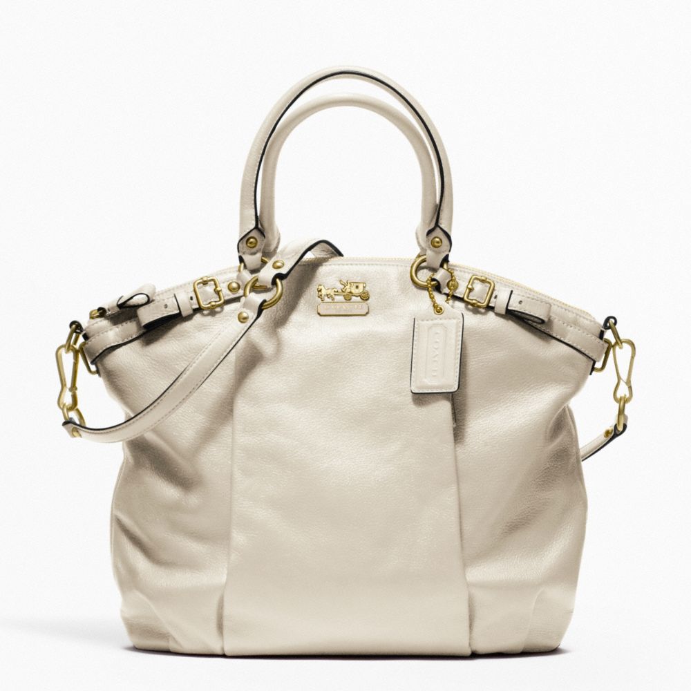 COACH MADISON LEATHER LINDSEY SATCHEL - BRASS/PARCHMENT - f18641