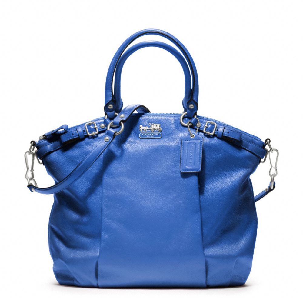 COACH F18641 MADISON LEATHER LINDSEY SATCHEL SILVER/COBALT