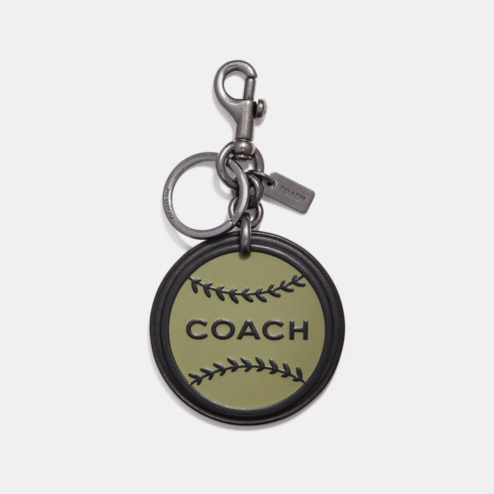 COACH F18821 Nyc Baseball Key Ring MILITARY GREEN