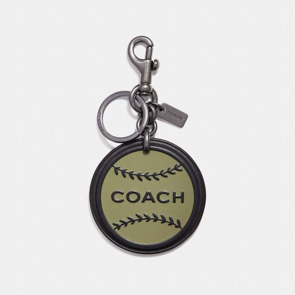 NYC BASEBALL KEY RING - COACH f18821 - MILITARY GREEN