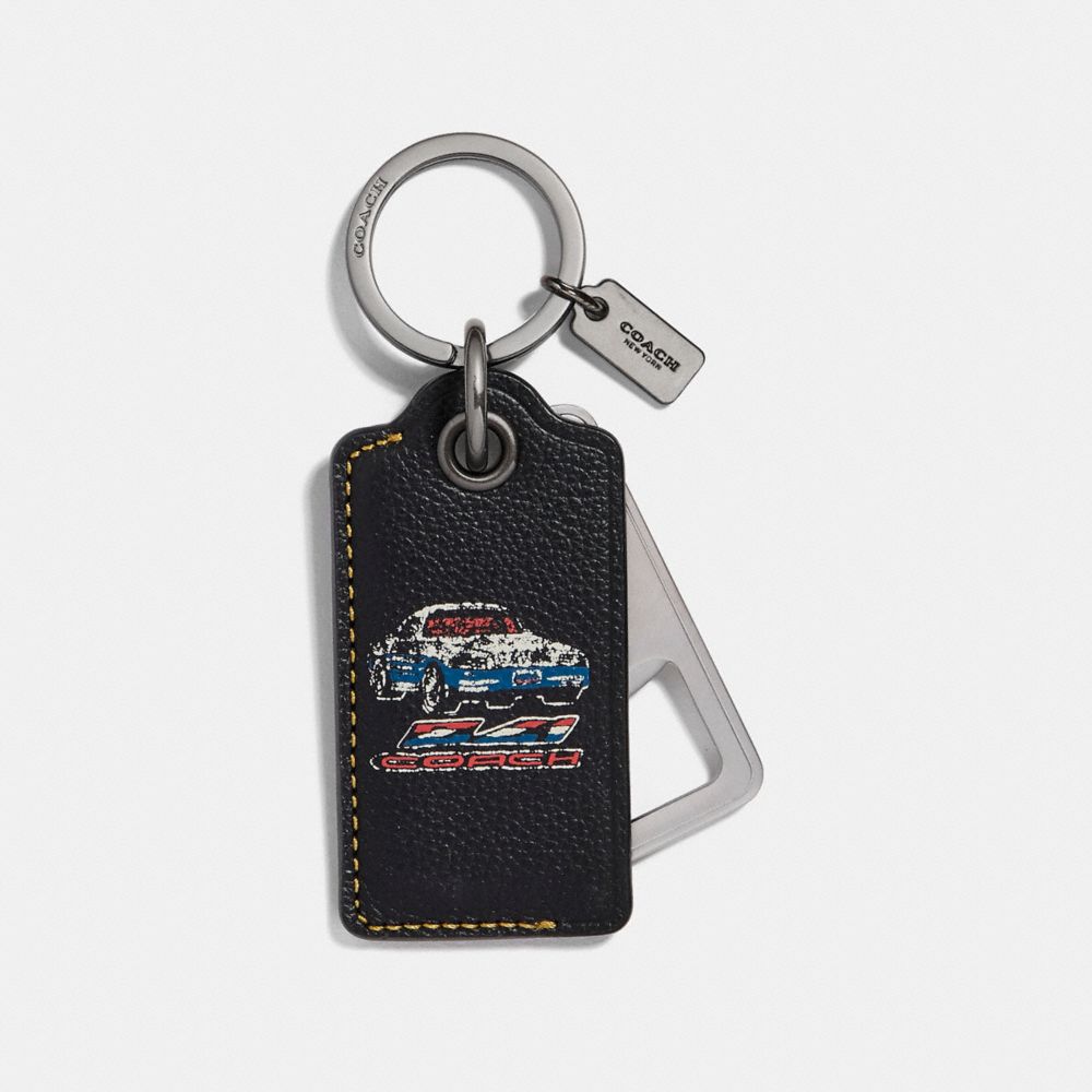 COACH VARSITY BOTTLE OPENER KEY FOB - BLACK - f18888