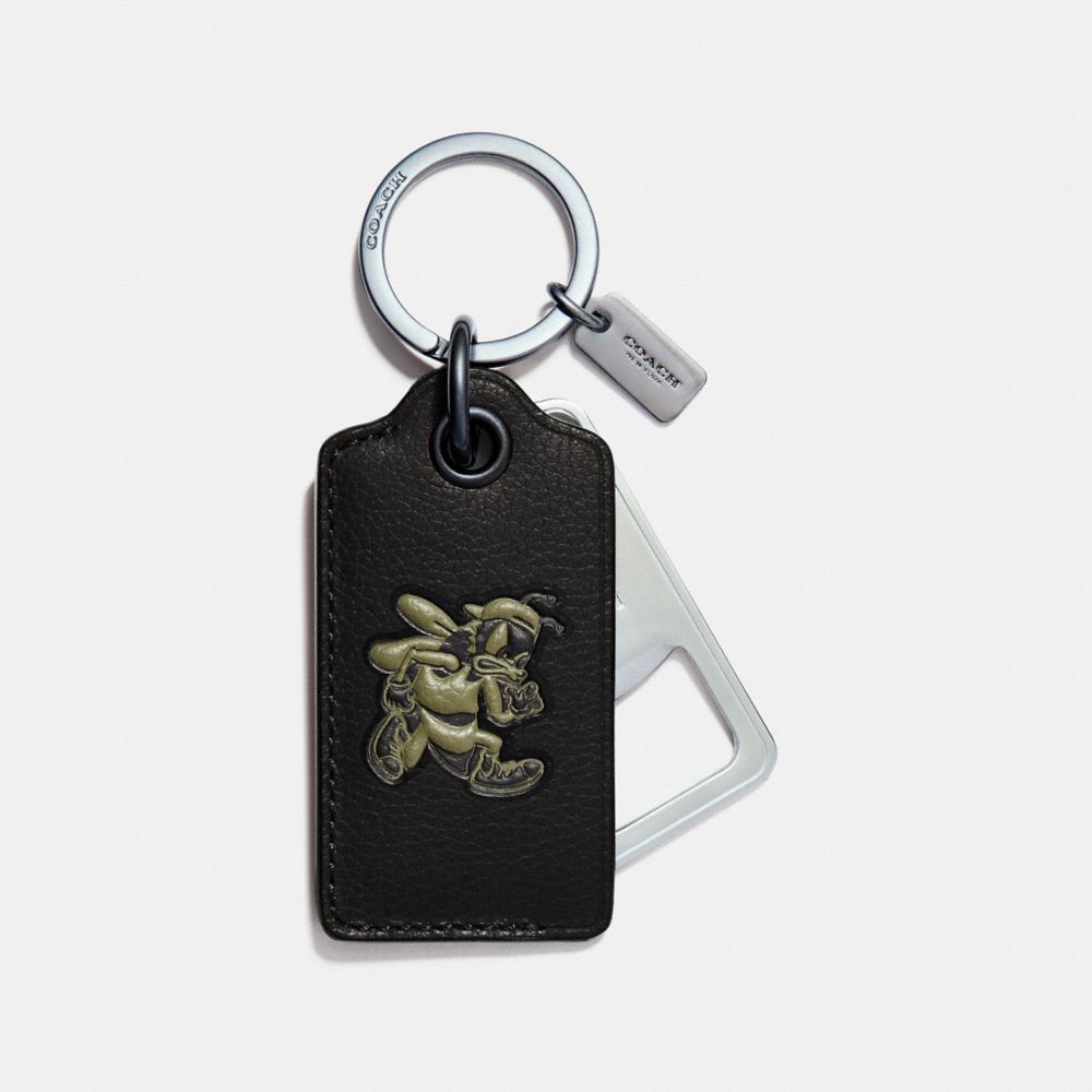 VARSITY BOTTLE OPENER KEY FOB - BLACK - COACH F18888