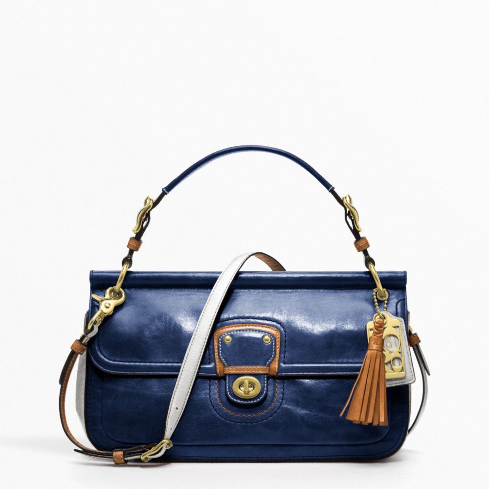 LEATHER COLORBLOCK CITY WILLIS - GOLD/NAVY/IVORY - COACH F19035