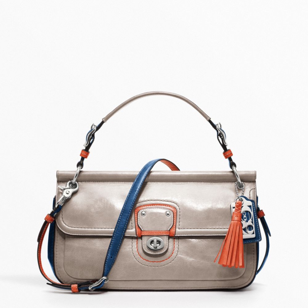 COACH F19035 Leather Colorblock City Willis SILVER/GREY/TANGELO
