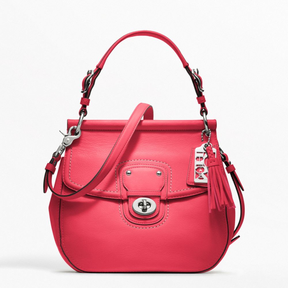 NEW WILLIS CROSSBODY IN LEATHER - SILVER/PINK SCARLET - COACH F19132
