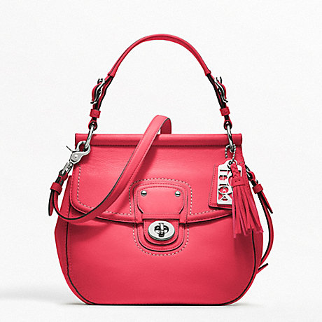 COACH F19132 NEW WILLIS CROSSBODY IN LEATHER -SILVER/PINK-SCARLET