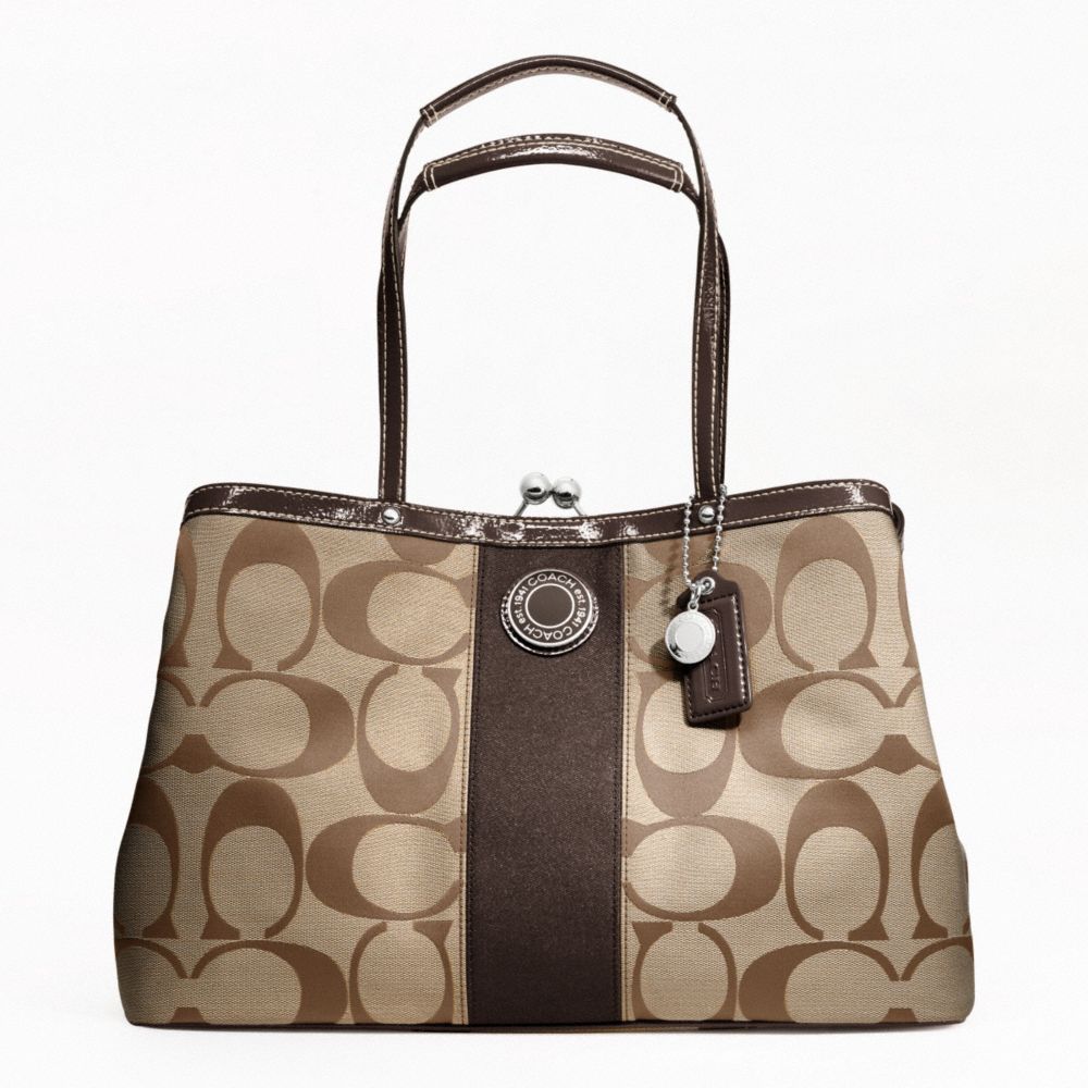 COACH F19190 - SIGNATURE STRIPE FRAMED CARRYALL ONE-COLOR