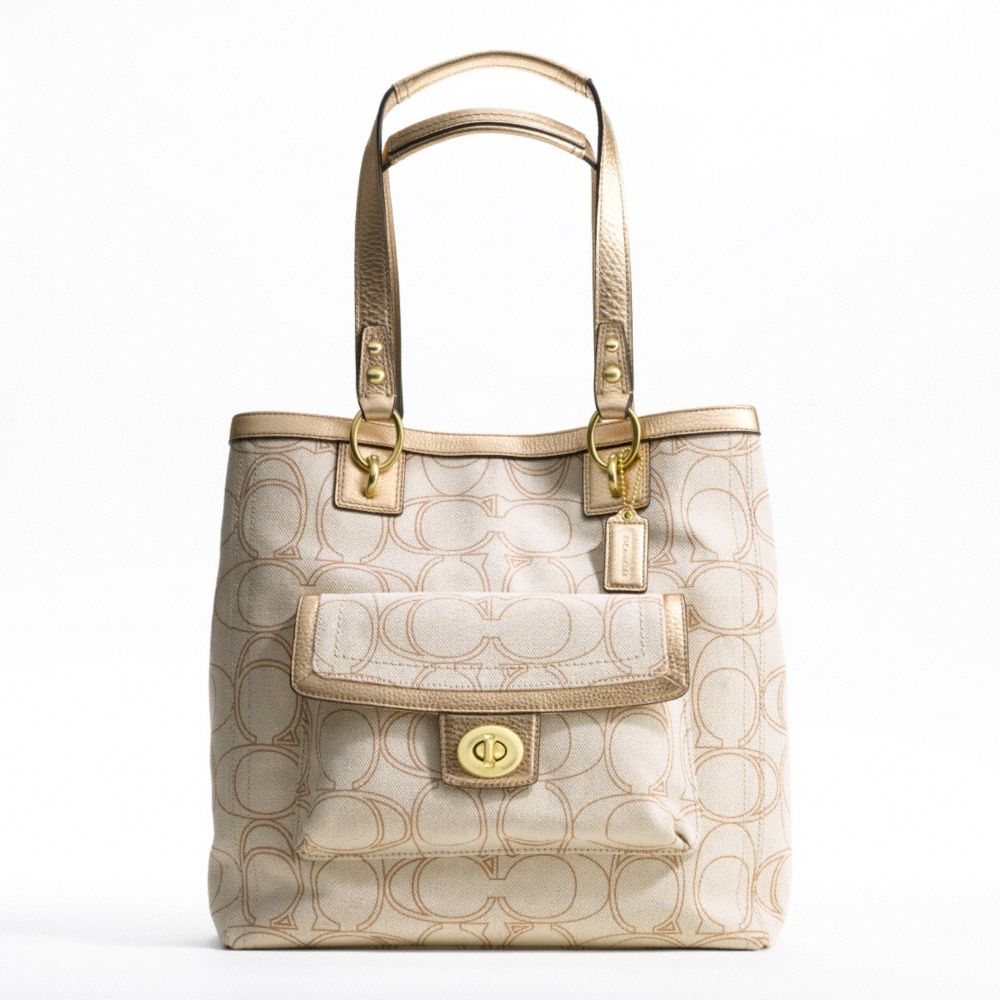 COACH f19266 PENELOPE LINEN SIGNATURE TOTE 