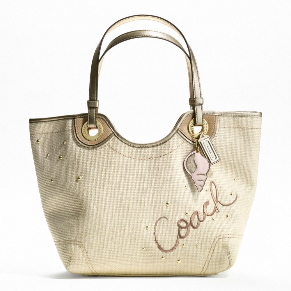 STRAW TOTE - f19382 - BRASS/MULTICOLOR