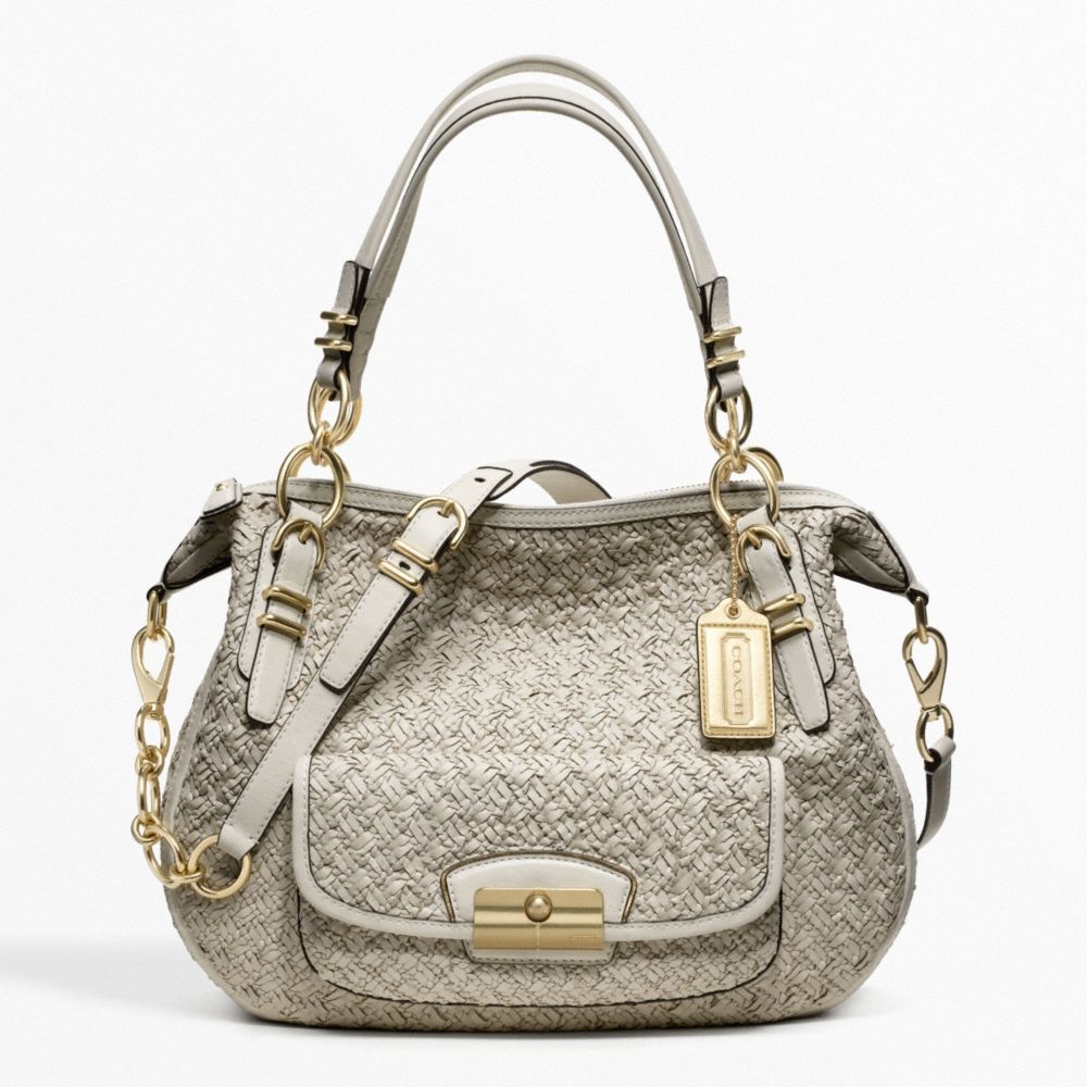 COACH KRISTIN PINNACLE WOVEN LEATHER LAILA ROUND SATCHEL -  - f19747