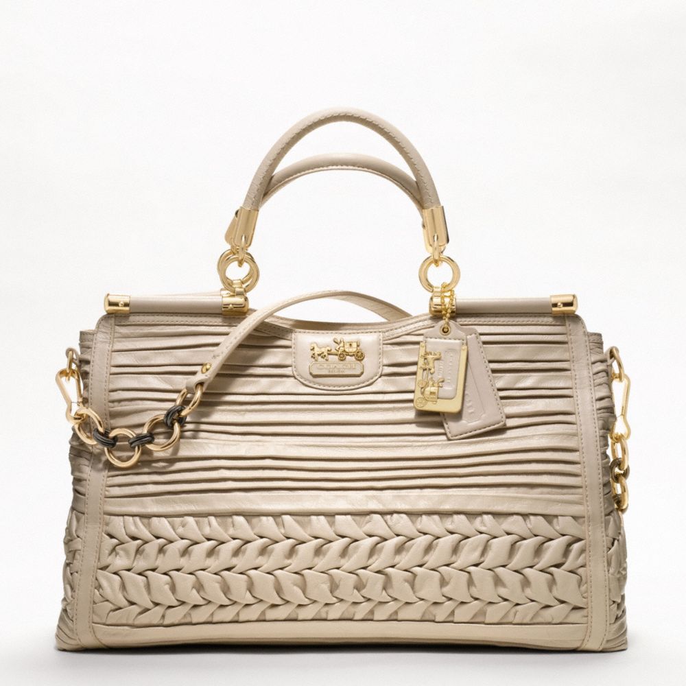 COACH MADISON CAROLINE IN PLEATED GATHERED LEATHER - GOLD/BEIGE - F19848