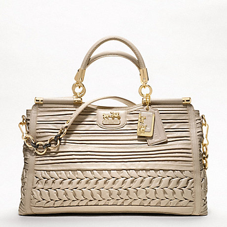 COACH MADISON CAROLINE IN PLEATED GATHERED LEATHER - GOLD/BEIGE - f19848