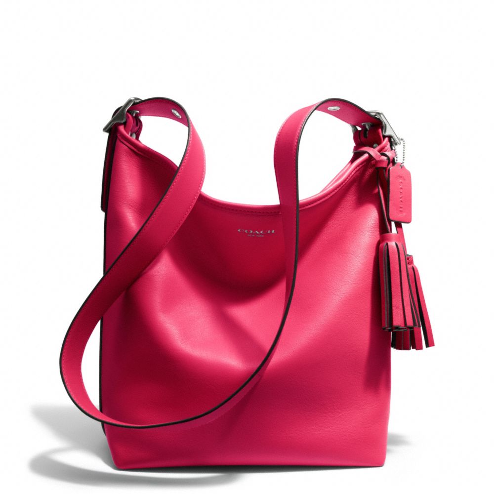 LEATHER DUFFLE - f19889 - SILVER/PINK SCARLET