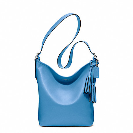 LEATHER DUFFLE - COACH F19889 - SILVER/BRIGHT CHAMBRAY