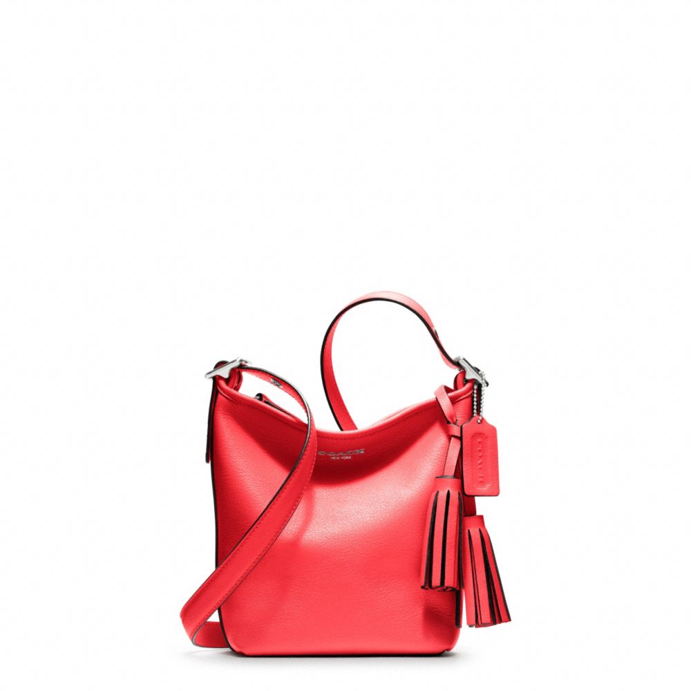 COACH f19901 LEATHER MINNIE DUFFLE SILVER/BRIGHT CORAL