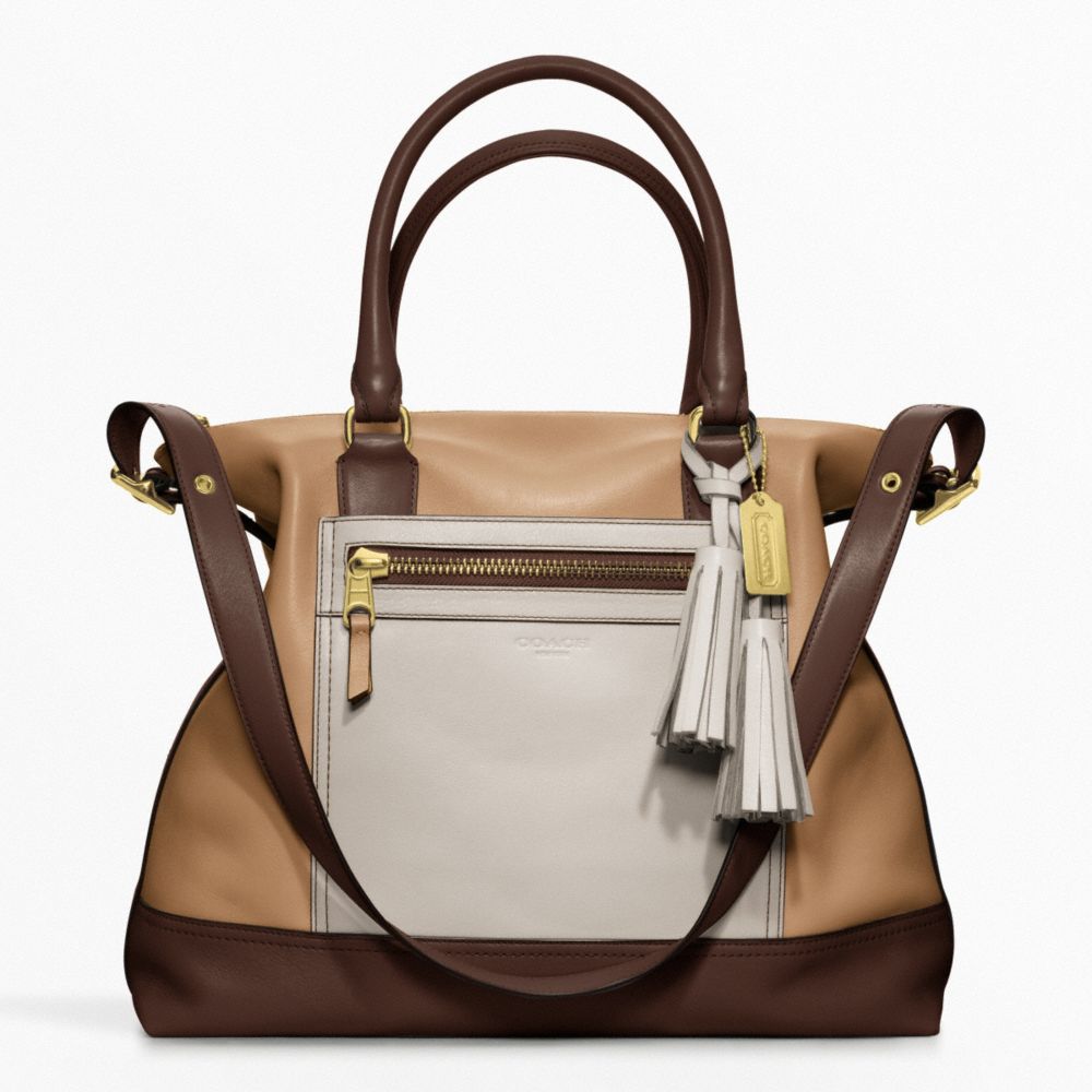 COLORBLOCK LEATHER RORY SATCHEL - f19902 - BRASS/CAMEL MULTICOLOR