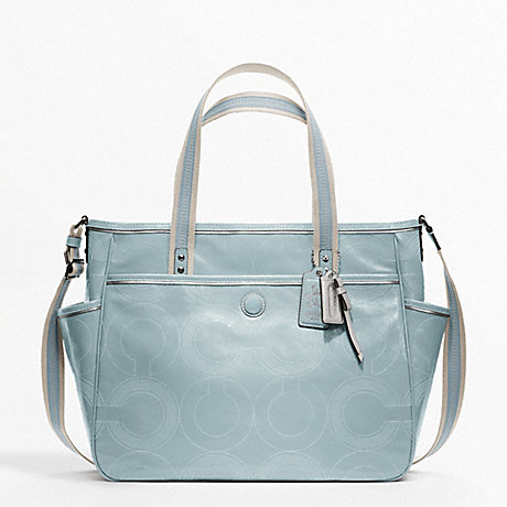 COACH BABY BAG STITCHED PATENT TOTE - SILVER/MIST - f19911