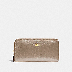 COACH ACCORDION ZIP WALLET - LIGHT GOLD/PLATINUM - F20145