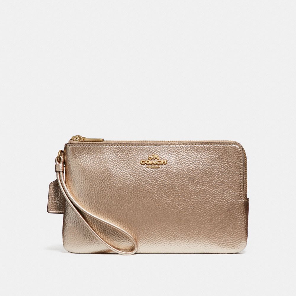 COACH F20146 DOUBLE ZIP WALLET LIGHT-GOLD/PLATINUM