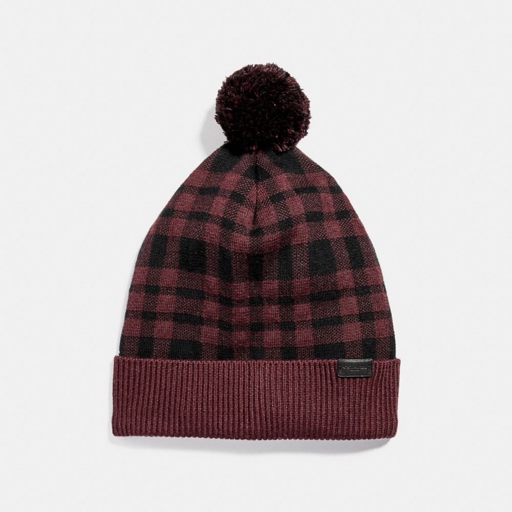 PLAIN POM POM HAT - f20156 - OXBLOOD