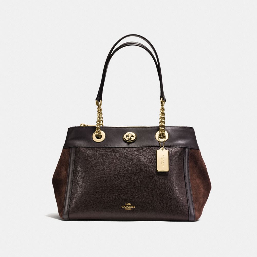 COACH TURNLOCK EDIE CARRYALL - CHESTNUT/LIGHT GOLD - F20165