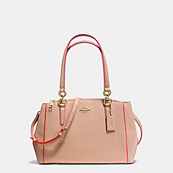 COACH F20476 - SMALL CHRISTIE CARRYALL IN CROSSGRAIN LEATHER WITH MULTI EDGEPAINT IMITATION GOLD/NUDE PINK MULTI