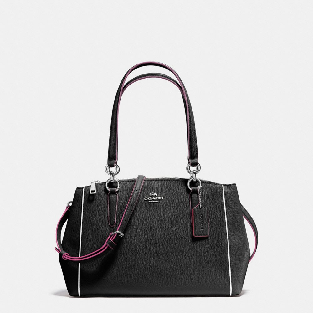 COACH F20476 - SMALL CHRISTIE CARRYALL IN CROSSGRAIN LEATHER WITH MULTI EDGEPAINT SILVER/BLACK MULTI