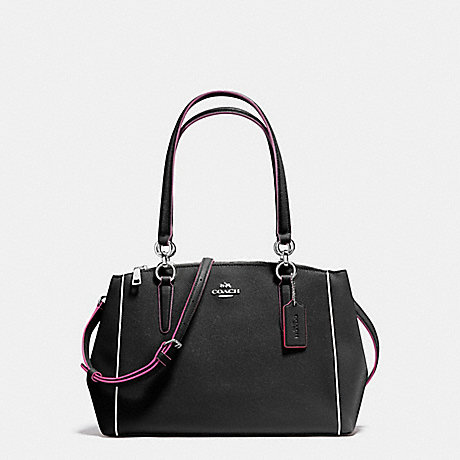 COACH f20476 SMALL CHRISTIE CARRYALL IN CROSSGRAIN LEATHER WITH MULTI EDGEPAINT SILVER/BLACK MULTI
