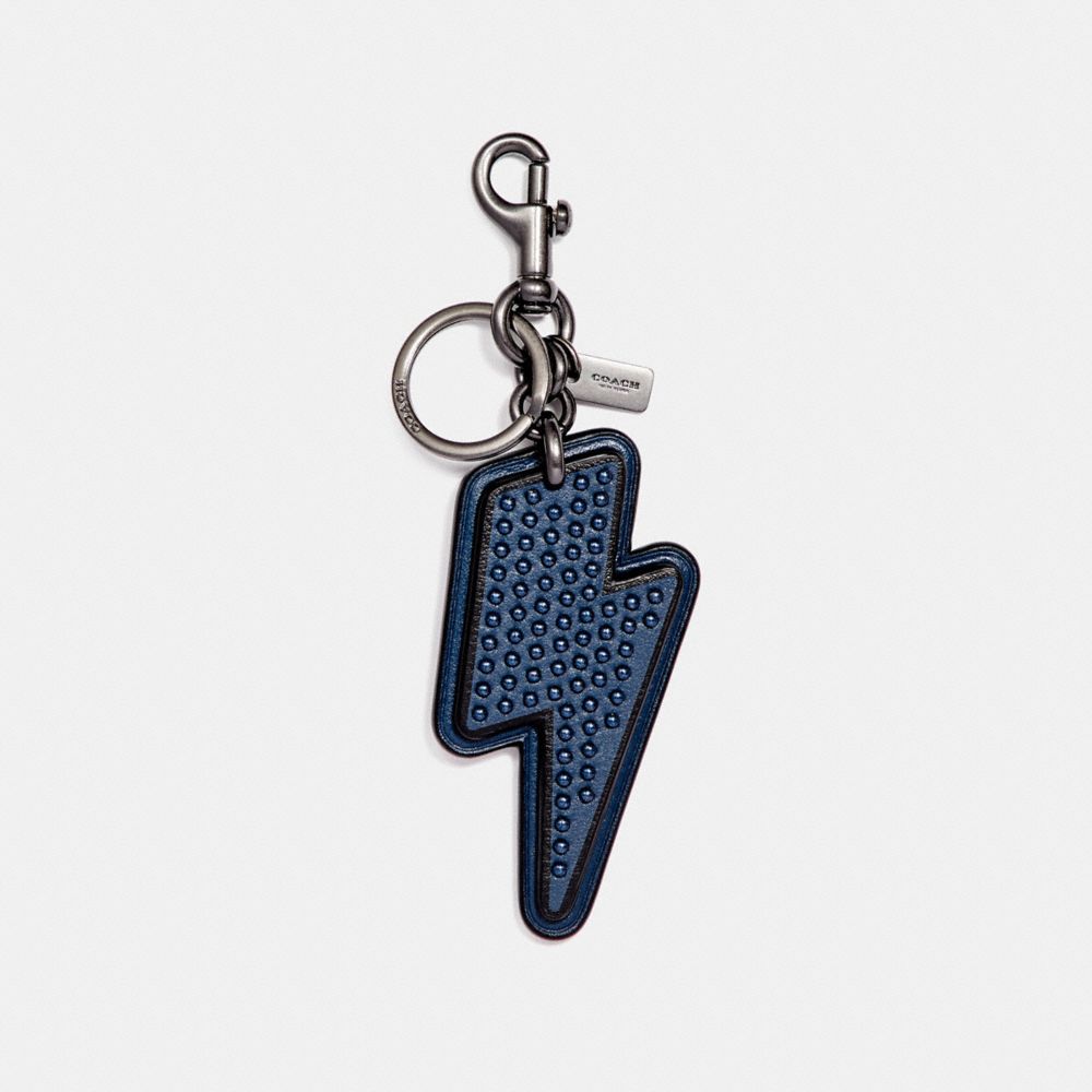 STUDDED LIGHTNING BOLT KEY RING - f20478 - DARK DENIM