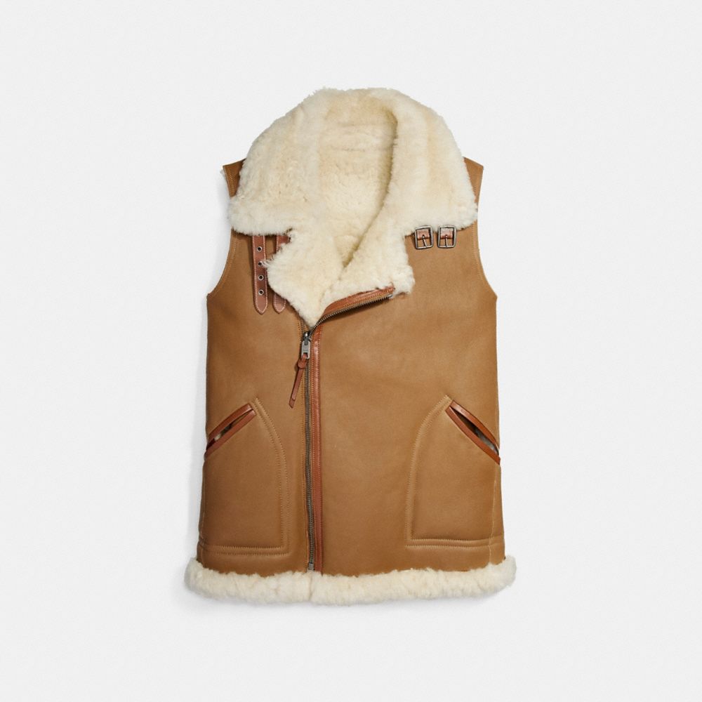 COACH F20480 - REVERSIBLE SHEARLING VEST NATURAL/IVORY