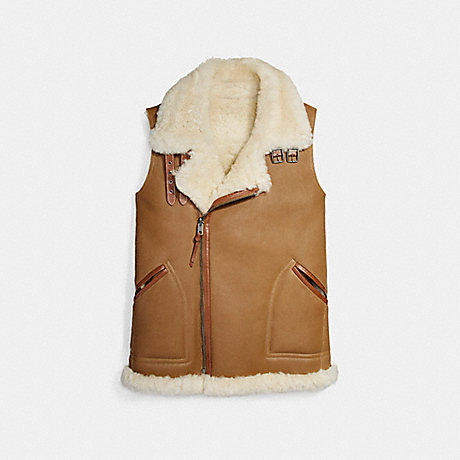 COACH REVERSIBLE SHEARLING VEST - NATURAL/IVORY - F20480