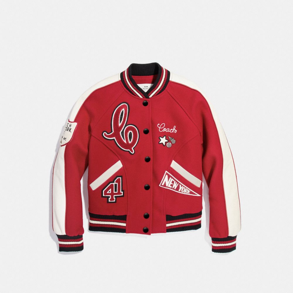 COACH F20496 Chelsea Varsity Jacket RED