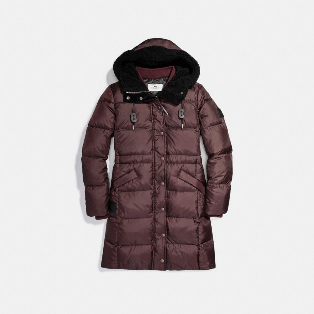 Coach long puffer on sale coat