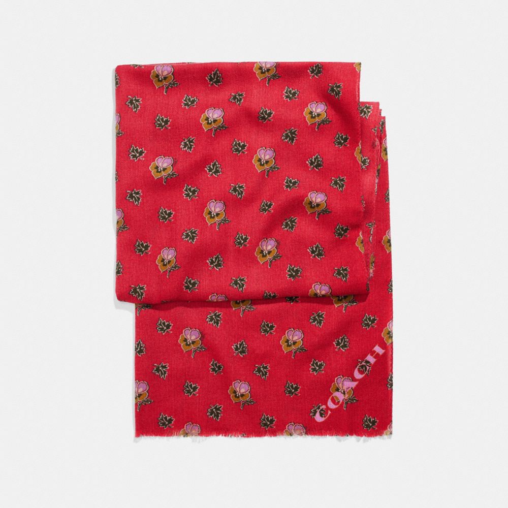 WESTERN FLOWER PRINTED OBLONG - f20880 - TRUE RED