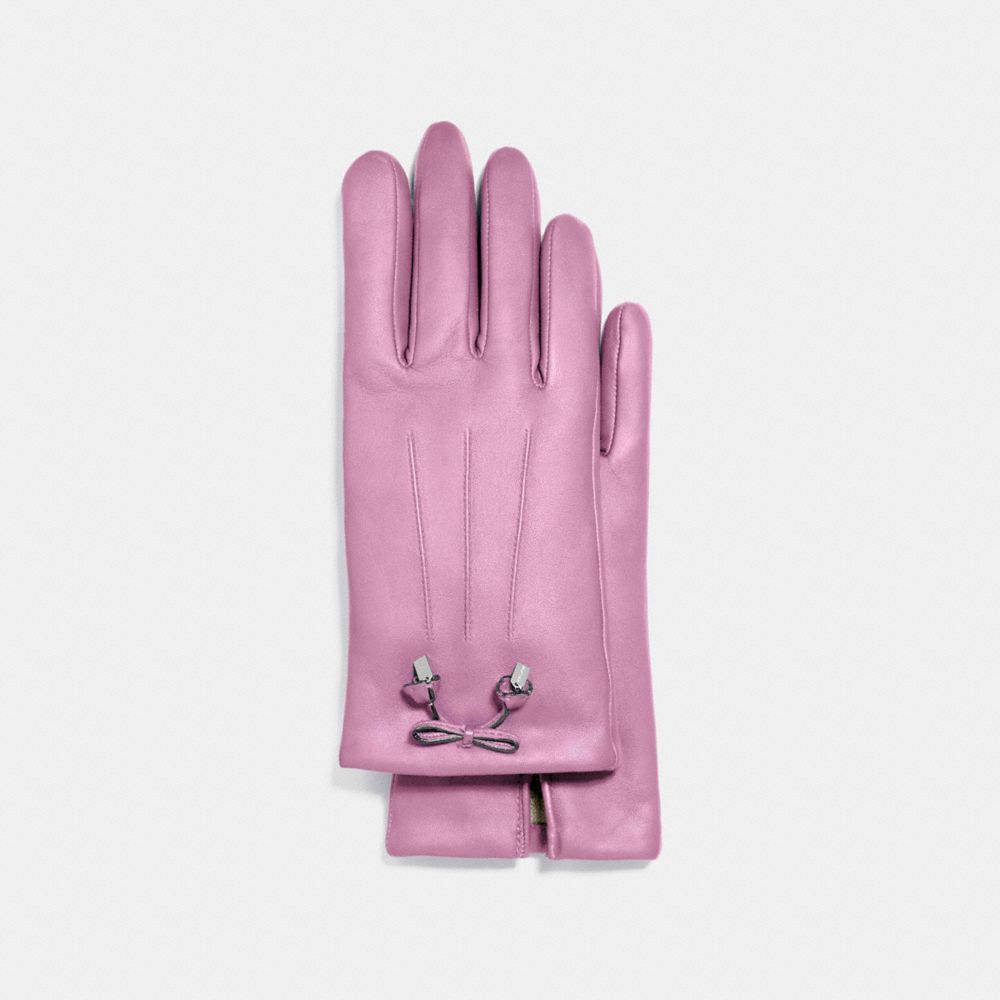 COACH TEA ROSE BOW LEATHER GLOVE - LILAC - F20887