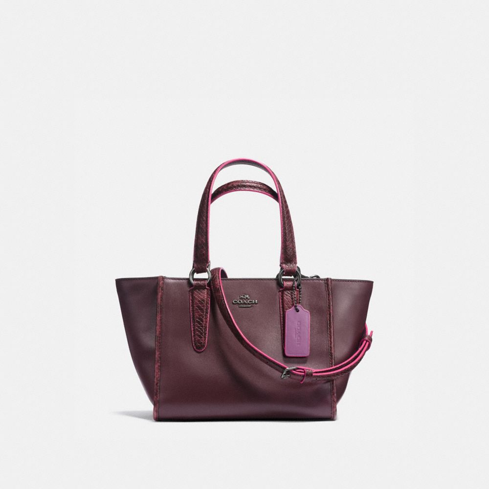 CROSBY CARRYALL 21 IN NATURAL REFINED LEATHER WITH PYTHON EMBOSSED LEATHER TRIM - f20894 - BLACK ANTIQUE NICKEL/OXBLOOD MULTI