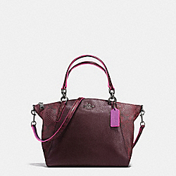 SMALL KELSEY SATCHEL IN REFINED NATURAL PEBBLE LEATHER WITH PYTHON EMBOSSED LEATHER - COACH f20923 - BLACK ANTIQUE NICKEL/OXBLOOD MULTI