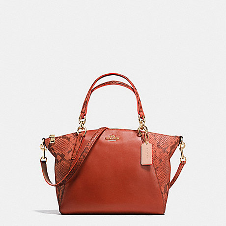 COACH F20924 SMALL KELSEY SATCHEL IN REFINED NATURAL PEBBLE LEATHER WITH PYTHON EMBOSSED LEATHER IMITATION-GOLD/TERRACOTTA-MULTI
