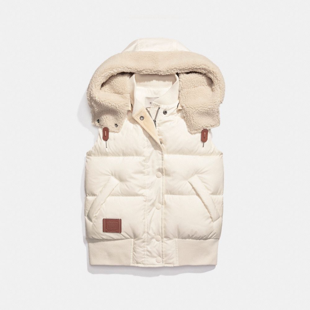 COACH F20987 Varsity Puffer Vest CREAM